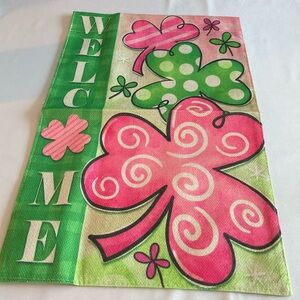 Welcome Garden Flag with Shamrock Design